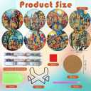 Ijbnhd 8 Pcs Diamond Art Coasters Kits, House Diamond Painting Coasters Kit with Holder, Diamonds Art Non Slip Coaster Crafts Kits for Adults Gifts 4x4 inch (Cork Wooden Pad)