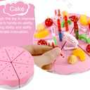 75PCS DIY Cutting Cake Set - Kids Play Kitchen Food Pretend Play Toy - Best for Girls Birthday Party Gift (75PCS Blue)