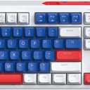 Computer Wireless Keyboard and Mouse Combo with Type-C Dongle for PC Laptop, 2.4 GHz Rechargeable RGB Backlit Creamy Keyboard Works with Windows & MacOS (Navy)
