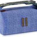 Fashion Makeup Bag for Women, Orange Red Canvas Make up Travel Bag, Hanging Cosmetic Bag Organizer for Wome