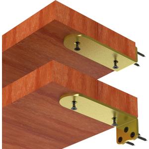 Floating Shelf Bracket, 10 Inch (1/4 In Thick) Glod Shelf Bracket,4 Pack Hidden Shelf Brackets,L Brackets For Shelves,Suitable for Kitchen, Study And Various DIY Occasions，Holds Over 200lb+(10IN Glod)