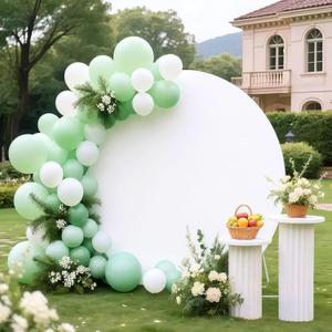 7.2FT White Round Wedding Backdrop Cover,Circle Balloon Arch Backgound Stand Cover for Birthday Party Baby Shower Halloween Decoration
