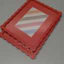 8X10 Wavy Picture Frame With Mat For 5x7, Wavy Edge Wooden Picture Frame with Real Glass - Wall Mount and Tabletop Display, Red, 2 Pack