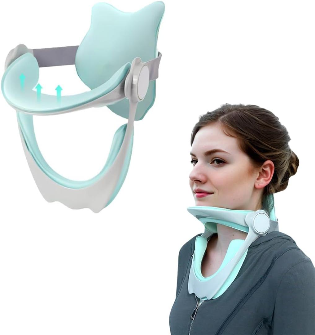 360Adjustable Neck Brace for Neck Pain and Support, Cervical Neck Traction Device for Home Use, Neck Stretcher Neck Decompression Devices for Forward Head Posture Correction, Green