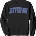 Vintage Jefferson LA Distressed Blue Varsity Style Sweatshirt (Black, S)
