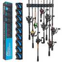 PLUSINNO Vertical Fishing Rod Holder, Wall Mounted Fishing Rod Rack, Fishing Pole Holder Holds Up to 9 Rods or Combos, Fishing Rod Holders for Garage, Fishing Gear and Gifts for Men