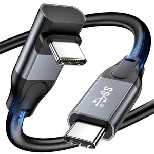 USB C to USB C Cable Right Angle 100W Fast Charging, 20Gbps Data Transfer, 4K@144Hz/60Hz Video, 90 Degree USB Type C 3.2 Cable for Thunderbolt 3/4 Oculus Quest Switch Samsung Mac Book (5 FT/Soft Silicon)