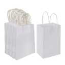 Oikss 11 Pack 5.25x3.25x8.25 Inch Small White Kraft Paper Bags with Handles Bulk for Birthday Wedding Party Favors Grocery Retail Shopping Business Goody Craft Gift Bags Cub Sacks (100pcs Count)