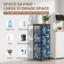 5 Gallon Water Jug Holder, 3-Tier Water Bottle Holder with Wood Top Shelf, Heavy Duty Water Cooler Jug Rack, Water Dispenser Storage Stand for Kitchen Office and Living Room