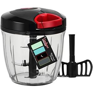 Cambom Manual Food Chopper Vegetable Cutter, Hand String Vegetable Chopper Onions Cutter for Vegetable Fruits Nuts BPA Free Food Safe Material, 900ml Black