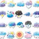 20 Pcs Cute Weather Refrigerator Magnets, Thickened Cardstock & Soft Magnet Cloud Sun Rainbow Magnets for Fridge Magnetic Board, Kawaii Weather-Themed Gift Magnets (1)