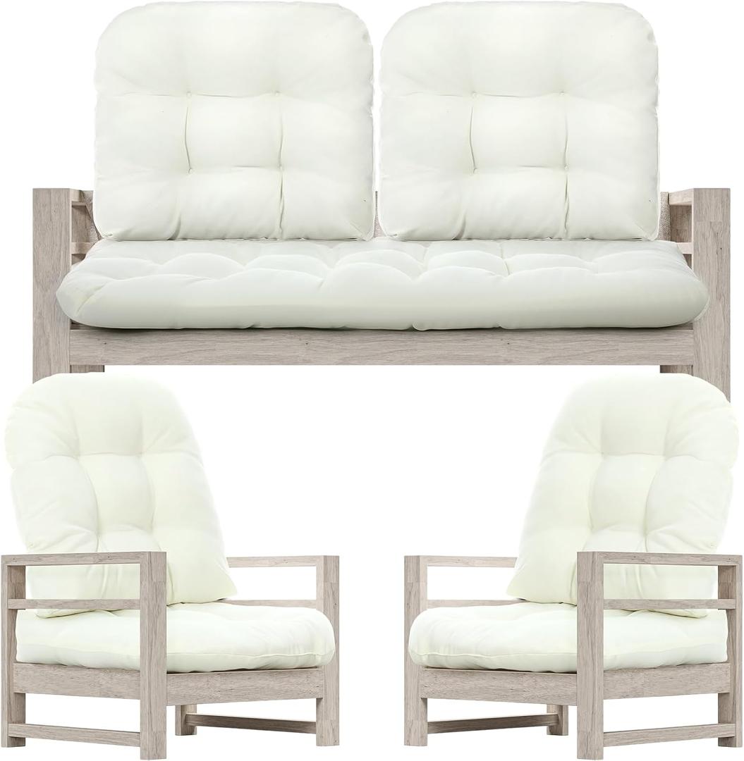 Youyole 7 Pcs Outdoor Wicker Chair Cushions Set with 1 Loveseat 44 x 19 in Weatherproof & 6 U Shaped Cushions for Wicker Patio Furniture Porch Swing Bench Seat Sofa Couch(Beige)