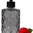 Glass Soap Dispenser with Black Plastic Pump, 12oz Refillable Liquid Hand Soap Dispenser, Crystal Lotion Bottle for Modern Home Decor, Bathroom, Kitchen Countertop, Hotel