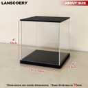 LANSCOERY Small Acrylic Display Case with Adjustable Yellow/White/Warm LED Light, UV Protection Clear Display Box, Dustproof Showcase for Action Figures, Models, Collectibles - 4x4x4inch
