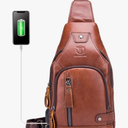 LUKZIJAES Genuine Leather Sling Bag for Men
