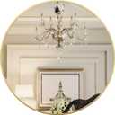 Growsun 28 inch Gold Round Mirror, Bathroom Mirror for Wall, Wall-Mounted Circle Mirror for Living Room Decoration, Wall Decor Mirror