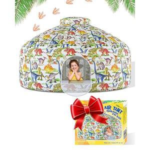 Skywin Dino Dome Dig Air Tent for Kids with Door (77” x 50”) Builds in 30 Seconds, Toddler Tents Indoor for Imaginative Play, Kids Forts Indoor Playhouse, Christmas or Birthday Gift (Fan Not Incl)