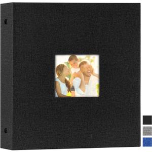 Lanpn Photo Album 8x8, Linen Hard Cover Acid Free Slip Slide in Photo Albums Sleeves Holds 50 Top Load Vertical Only 8x8 Pictures (Black)