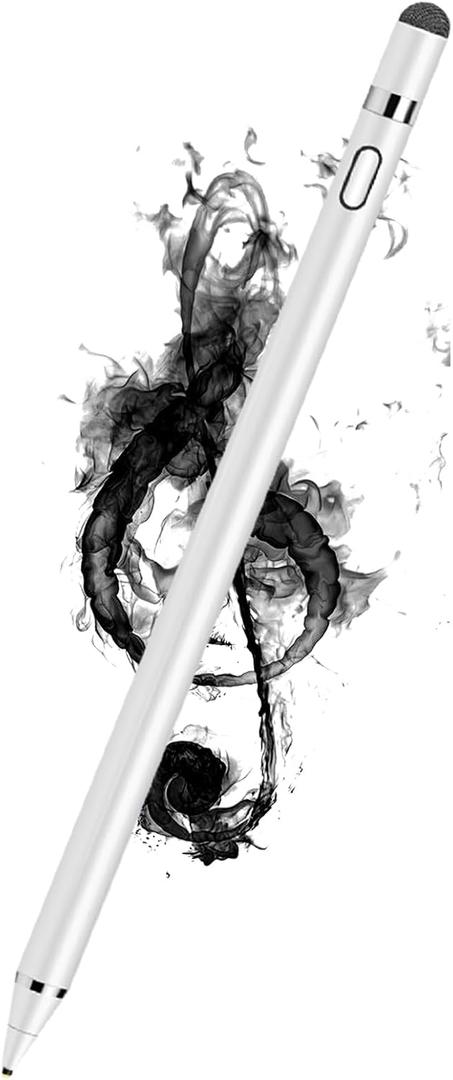 Active Stylus Pens for Touch Screens, Rechargeable Universal iPad Pencil, Pen for iPad/iOS/Android/iPad Air/Pro/Mini/iPhone/Samsung/Lenovo and More (White-mesh tip)