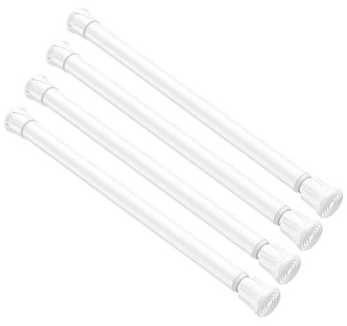 QINGYUN 2 Pack Small Spring Tension Curtain Rod 8 to 12.5 Inch, Thin DIY Tension Rods No Drill for Slim Window Cupboard Closet Sidelights, White