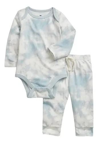 GAP Baby Boys Bodysuit Outfit Set Blue and White, Size 18-24M