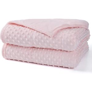 Alomidds Weighted Blanket (48"x72",15lbs Twin Size - Pink), Weighted Blankets for Adults, Cooling Breathable Soft and Comfort Minky, Heavy Blanket Microfiber Material with Glass Beads