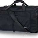 Fmeida 65L Duffle Bag with Shoes Compartment, Foldable Travel Duffel Bags for Men Women, Large Packable Travel Bag Water Repellent & Tear Resistant (Black)