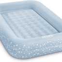 Intex 66810FL Inflatable Kidz Travel Bed Set, Includes Hand Pump and Carry Bag, Removable Mattress, Quick Inflation, Indoor Use, 42in x 66in x 10in, Blue with Star Print Frame