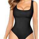Nebility Womens' Waist Trainer Seamless Round Neck Tummy Control Shapewear Bodysuit, XL/2XL