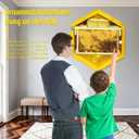 Bee Hive Box with Observation Windows,Complete Beehive Starter Kit,Hanging Beehive for Indoor Bee Breeding,Transparent Door Panel for Easy Observation,with 3 Beehive Frames and 6 Comb Honey Box