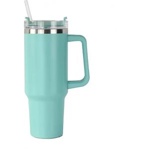 40oz Insulated Travel Mug Tumbler With Handle and Straw,Stainless Steel Double Wall Vacuum Cup Keep Drink Cold and Hot (Green)
