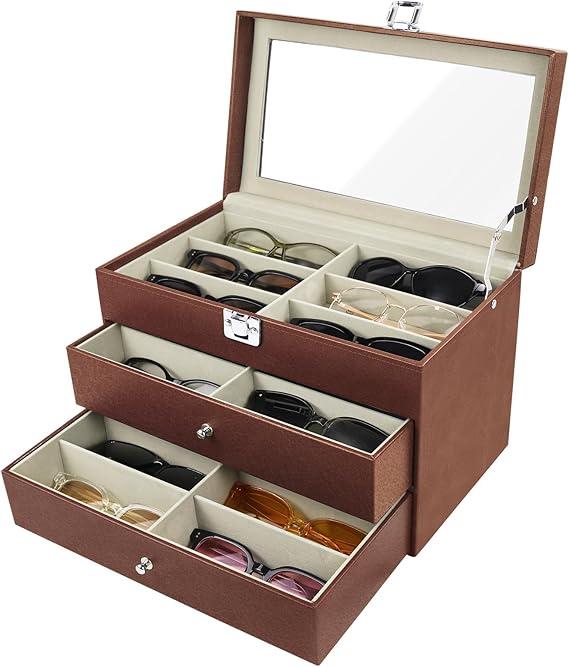 Wooden Sunglasses Organizer Box, Eyewear Display Eyeglass Case, Glasses Storage Box Sunglass Holder Gifts