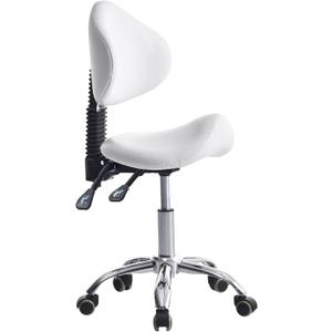 Saddle Stool Chair Rolling with Back Esthetician Chair for Nail Tech Dental Tattoo Artist Eyelash Hairdresser Hairstylist Medical Shop Ergonomic Stool Adjustable Hydraulic White, 20.4*20.4*38.78