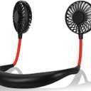 Portable Neck Fan, USB Rechargeable Fan with 3 Speeds Adjustable, Neck Fans Portable Rechargeable Prime with LED Lights - Black