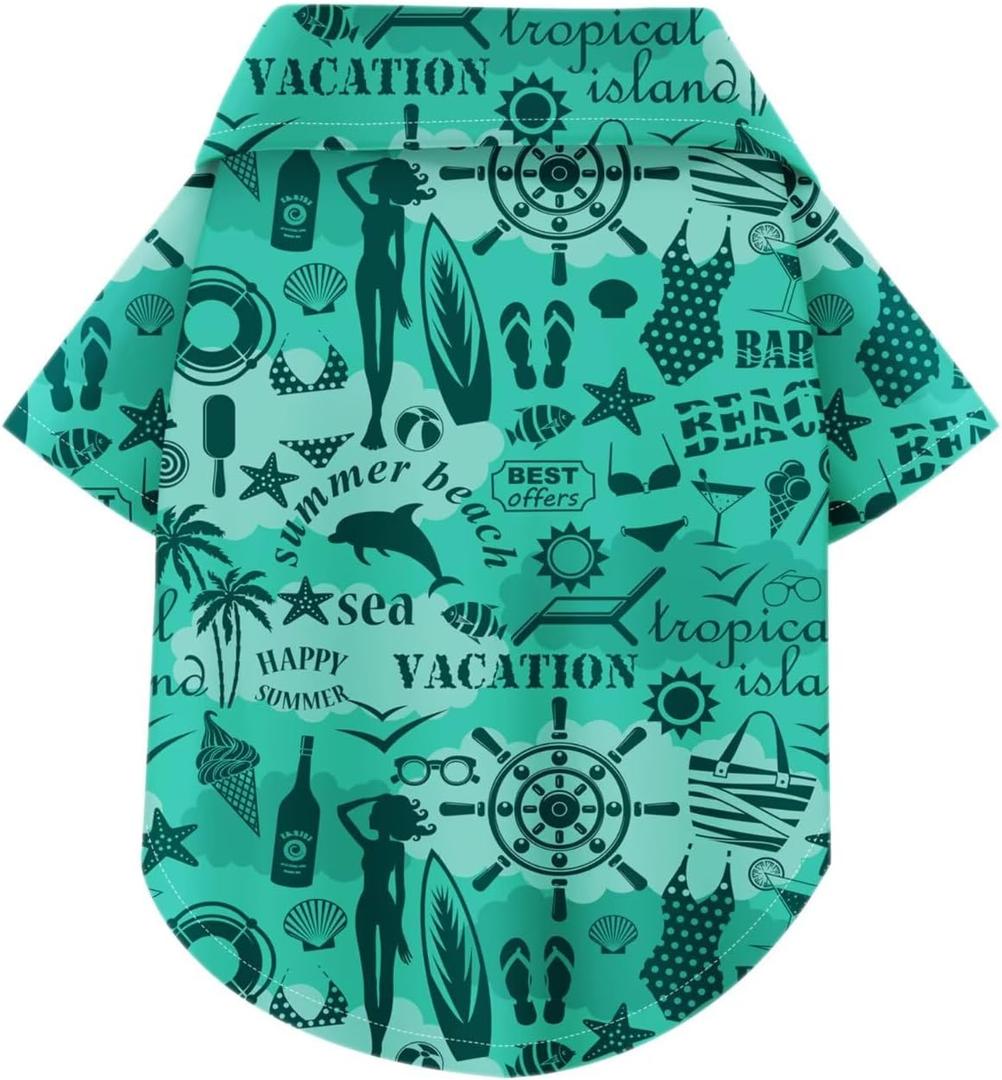 Hawaiian Dog Shirt  Lightweight and Breathable Summer T-Shirt with Tropical Prints, Fun Beach Outfit for Small, Medium, and Large Dogs, Perfect for Hot Days and Outdoor Vacation.Beach M (M-(6~11lb) | Chest(~17.0"))