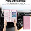 3 x Kewucn Car Registration and Insurance Holder, Leather Auto Glove Box Organizer with Magnetic Shut, Vehicle Compartment Accessories Case for Cards, Driver License & Essential Documents (Large-Pink)
