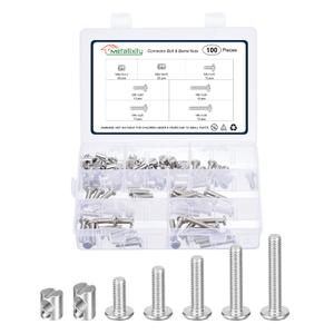METALLIXITY Crib Screws Replacement Set(M6-1x15/20/25/30/35mm) 100Pcs, Silver, Connector Bolt M6 Screw Barrel Nuts Binding Screws, for Chair Cabinet Bed, Silver