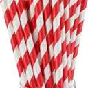 100 Pcs Jumbo Smoothie Straws Bulk 7.75 x 0.4'' Red and White Large Paper Striped Straws Wide Disposable for Milkshakes Smoothies Bubble Tea DIY Christmas Party Drinking Favors