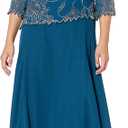 J Kara Plus Size Womens Scoop Neck Line with 3/4 Sleeve Beaded Top Long Dress Size 16 