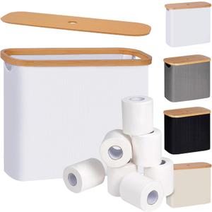 efluky Toilet Paper Storage, Toilet Paper Basket with Lid, Bathroom Organizer, Free Standing Holder Up to 9 Mega Rolls, White