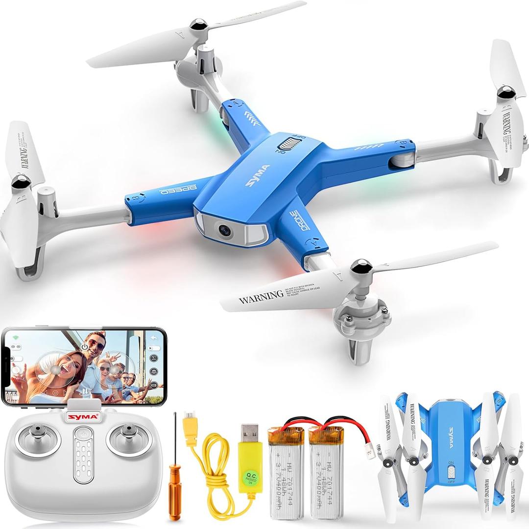 SYMA Drone with Camera for Adults Kids,1080P FPV Camera RC Quadcopter with Altitude Hold, One Key Start, 3D Flips, 2 Batteries Remote Control Helicopter Flying Toys Gifts for Boys Girls (Blue)