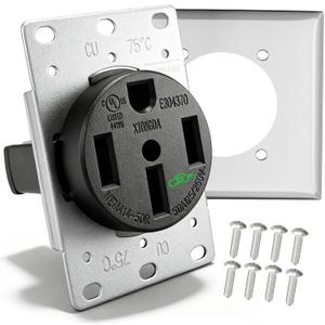 NEMA 14-50 Outlet for EV Charging, UL Certified Industrial Grade 50 Amp 125/250V Outlet, No Overheating or Melting, Suitable for EV, RVS, Large Electrical Appliances