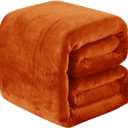 Fleece Blankets for All Season - Premium Lightweight Anti-Static Throw for Queen/Full Size Bed Extra Soft Brush Fabric Warm Sofa Thermal Blanket 90" x 90"(Orange)