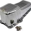 1 Set SHLPDFM Oil Pan Polished Aluminum Finned Oil Pan Kit Bolts Plugs Fits for 1958-1979 SBC Chevy 262, 267, 283, 305, 327, 350, 400 Engines