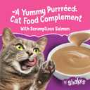 Purina Friskies Pureed Cat Food Topper, Lil’ Shakes With Scrumptious Salmon Lickable Cat Treats - (Pack of 16) 1.55 oz. Pouches (EXP 06/30/27)