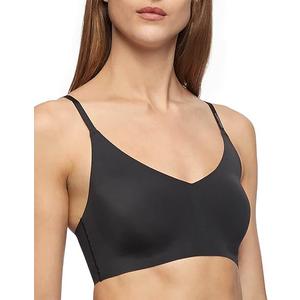 Calvin Klein Invisibles Comfort Lightly Lined Seamless Wireless Triangle Bralette Bra, Black, Small