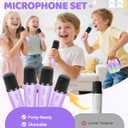 YLL Mini Karaoke Machine with 4 Wireless Microphones, Gifts for Kids