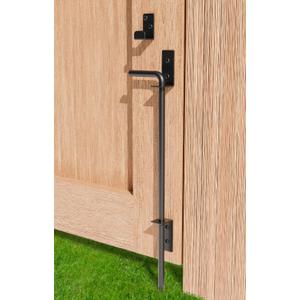 18" Heavy Duty Cane Bolt Gate Drop Rod Extra Thick Hardware Ground Latch for Wood PVC Vinyl Metal Fences Gates, Double Doors, Black Solid Steel-1 Pack