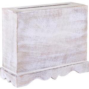 Wedding Card Box with Card Slit and Lock 12"X10"X4.5"- Gift Wishing Well Card Box for Weddings, Receptions, Birthdays, Graduations, Baby Showers, Honeymoon Funds KHND (White)