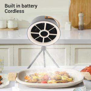 Portable Range Hood Exhaust Fan, Detachable Design, 3 Speeds, 180° Angle Adjustment, 2000mAh Battery, Suitable for Barbecue, Camping, Outdoor